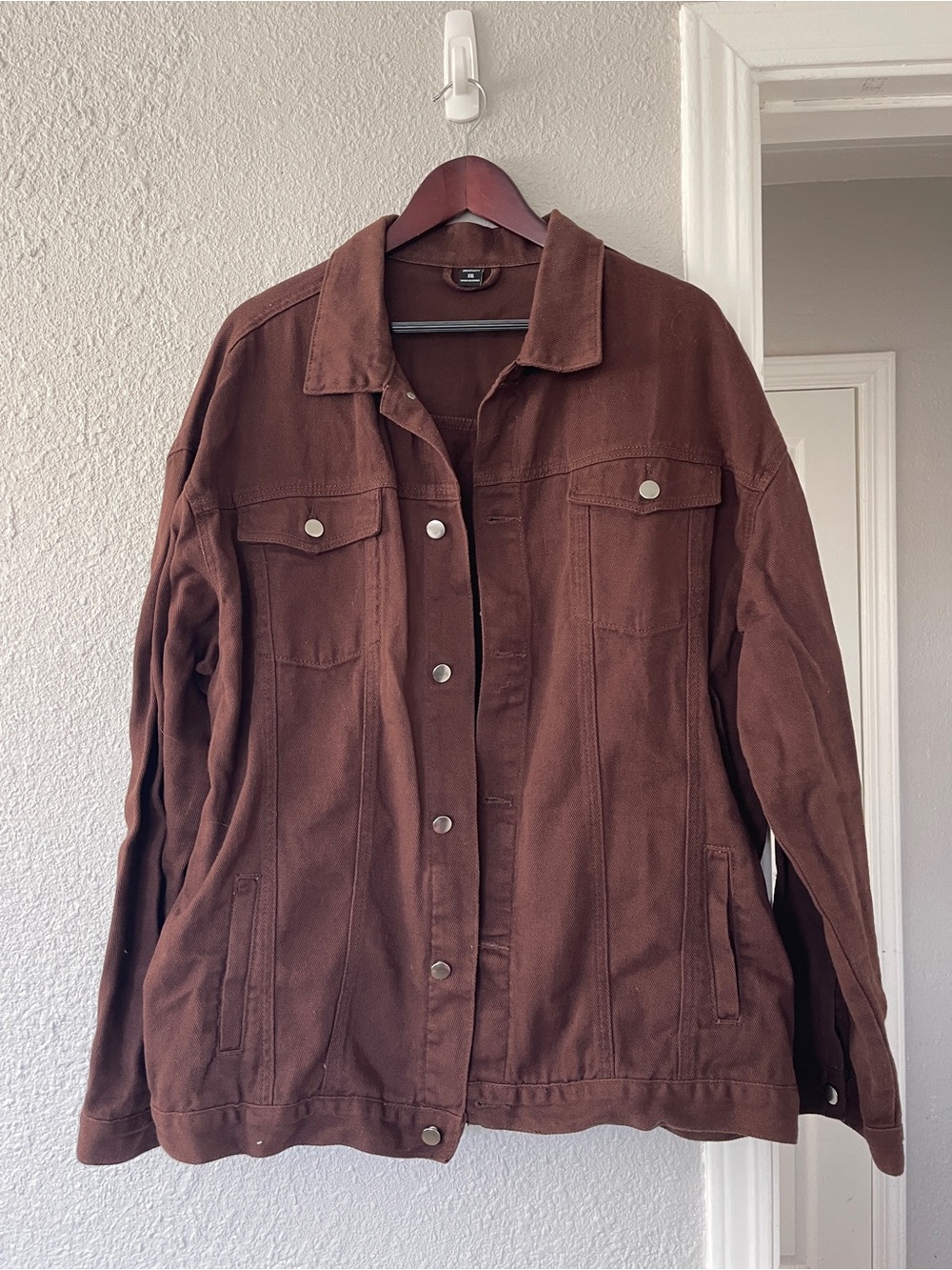 MANFINITY Brown Oversized Denim Trucker Jacket XXL Streetwear Shacket